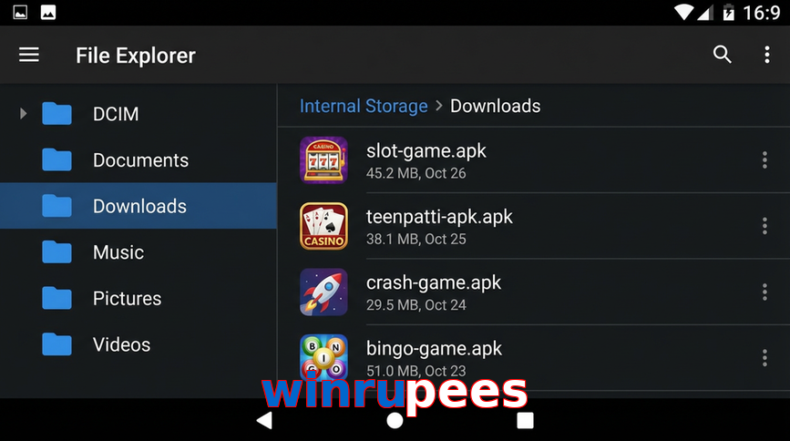 Main screen of Winrupees gameapk page for PK players
